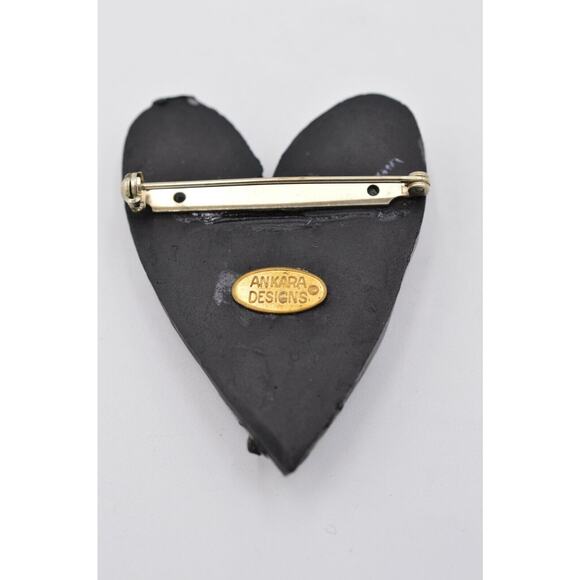 Ankara Designs Vintage Heart Pin Brooch Art Handcrafted Valentine 1990s BinV - Picture 9 of 9
